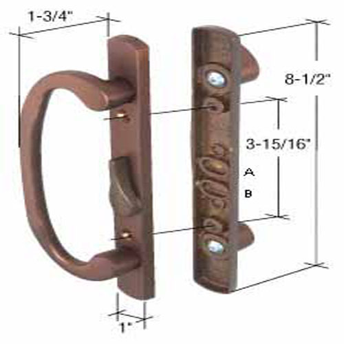 CRL Bronze 8-1/2" Mortise-Style Patio Handle Set. 3-15/16" Screw Holes