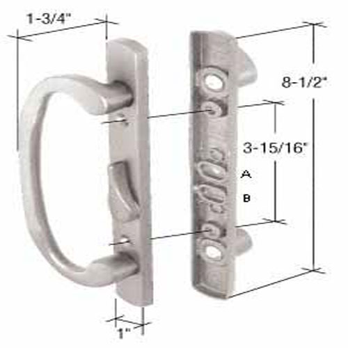 CRL Satin Nickel 8-1/2" Mortise-Style Patio Handle Set. 3-15/16" Screw Holes