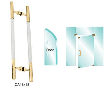 CRL Polished Brass PVD Plated 24-1/2" Overall Length Glass Mounted Ladder Series Pull Handle With Acrylic Semi-Inserts
