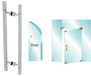 CRL Brushed Stainless 25" Glass Mounted Ladder Style Pull Handle with Undercut Accent Rings
