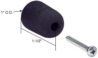 CRL Black 1-1/2" Long Rubber Sliding Glass Door Bumper - Package