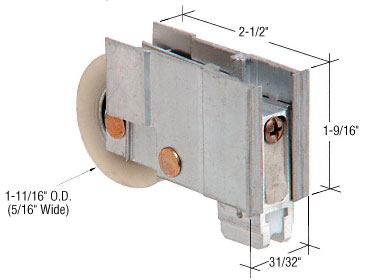 CRL 1-11/16" Nylon Ball Bearing Sliding Glass Door Roller with 31/32" Wide Housing for Alcan Doors