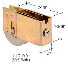CRL 1-1/2" Stainless Steel Ball Bearing Sliding Glass Door Roller with 3/4" Wide Housing for Lausell Doors - Package