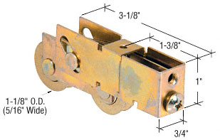 CRL 1-1/8" Tandem Steel Sliding Glass Door Roller with 3/4" Wide Housing - Package
