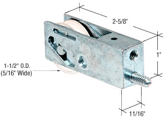 CRL 1-1/2" Nylon Ball Bearing Sliding Glass Door Roller with 11/16" Wide Housing For Trimview Doors - Package
