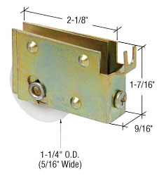 1-1/4" Nylon Ball Bearing Sliding Glass Door Roller with 9/16" Wide Housing for Window Master Doors - Package