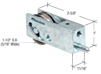 CRL 1-1/2" Steel Ball Bearing Sliding Glass Door Roller with 11/16" Wide Housing for Trimview Doors - Package