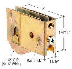 CRL 1-1/2" Steel Ball Bearing Sliding Glass Door Roller with 11/16" Wide x 1-9/16" High Housing - Package