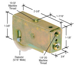 CRL 1-1/4" Stainless Steel Ball Bearing Sliding Glass Door Roller with 3/4" Wide Housing - Package