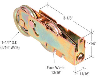 CRL 1-1/2" Steel Ball Bearing Tandem Roller for Fleetwood Doors - Package