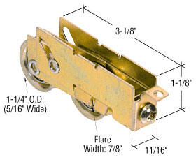 CRL 1-1/4" Tandem Steel Ball Bearing Sliding Glass Door Rolling with 11/16" Wide Housing - Package