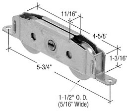 CRL 1-1/2" Tandem Stainless Steel Sliding Glass Door Roller with 11/16" Wide Housing - Package