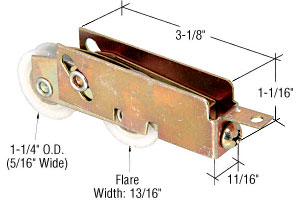 CRL 1-1/4" Tandem Nylon Sliding Glass Door Roller with 11/16" Wide Housing for Louisana-Pacific Doors - Package