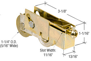 CRL 1-1/4" Tandem Steel Ball Bearing Sliding Glass Door Roller with 13/16" Wide Housing - Package