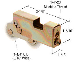 CRL 1-1/4" Tandem Nylon Ball Bearing Sliding Glass Door Roller with 11/16" Wide Housing - Package