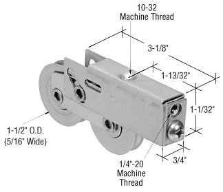 CRL 1-1/2" Tandem Stainless Steel Sliding Glass Door Roller with 3/4" Wide Housing - Package