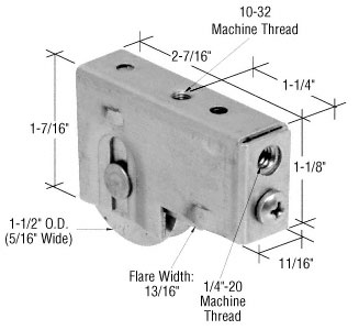 CRL 1-1/2" Stainless Steel Sliding Glass Door Roller with 11/16" Wide Housing - Package