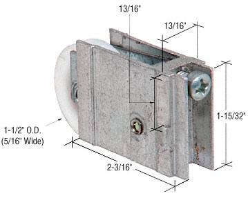 1-1/2" Nylon Sliding Glass Door Roller with 13/16" Wide Extruded Adjustable Housing