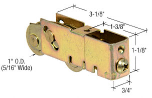 CRL 1" Tandem Steel Ball Bearing Sliding Glass Door Roller with 3/4" Wide Housing - Package
