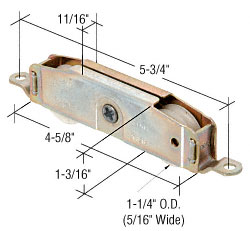 1-1/4" Tandem Nylon Sliding Glass Door Roller with 11/16" Wide Housing - Package