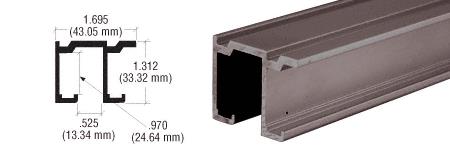 CRL Duranodic Bronze Double Overhead Track for Pass-Thru Windows - 12 ft Long