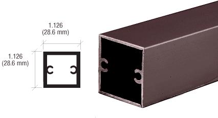 CRL 1-1/8" Duranodic Bronze Square Tubing for Partition Post - 12 ft. Long