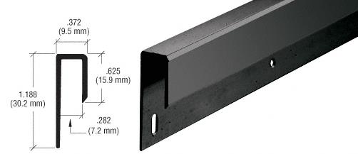 CRL Black Electro-Static Paint 1/4" Deep Nose Aluminum "J" Channel - 12 ft long