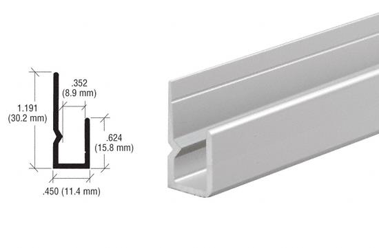 CRL Satin Anodized Deep Nose Heavy Indented Back Aluminum 1/4" J-Channel - 12 Ft Long