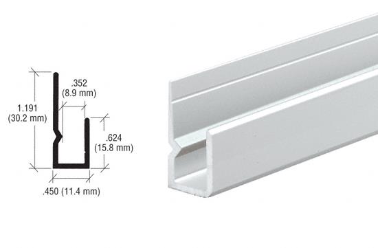 CRL Brite Anodized Deep Nose Heavy Indented Back Aluminum 1/4" J-Channel - 12 Ft Long
