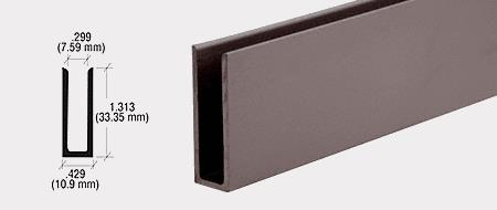CRL Dark Bronze 1/4" Aluminum U-Channel with 1-5/16" High Wall - 12 ft Long