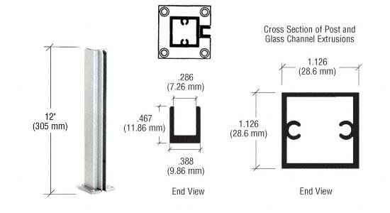 CRL Satin Anodized 12" End Standard Partition Post