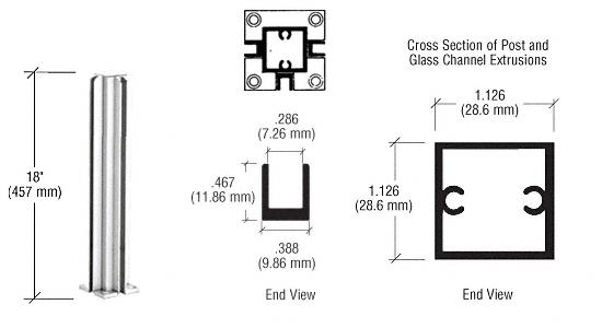 CRL Satin Anodized 18" 3-Way Standard Partition Post