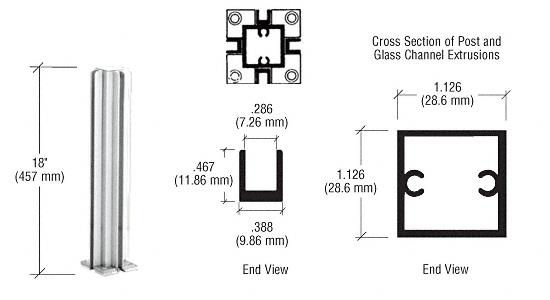CRL Satin Anodized 18" 4-Way Standard Partition Post
