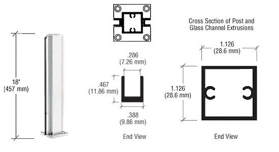 CRL Satin Anodized 18" Center Standard Partition Post