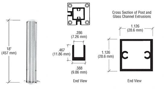 CRL Satin Anodized 18" Corner Standard Partition Post
