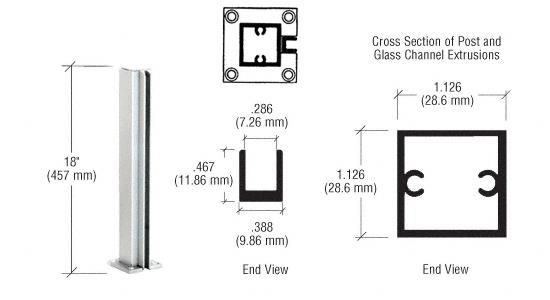 CRL Satin Anodized 18" End Standard Partition Post