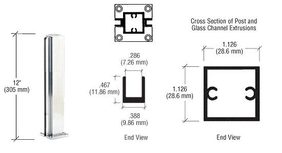 CRL Bright Anodized 12" Center Standard Partition Post