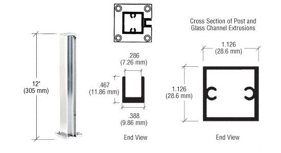 CRL Bright Anodized 12" End Standard Partition Post
