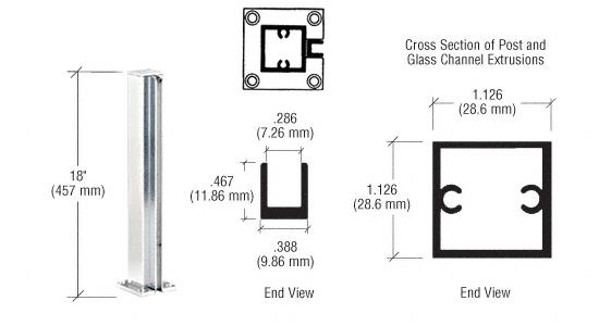 CRL Bright Anodized 18" End Standard Partition Post