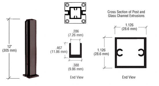 CRL Duranodic Bronze 12" Center Standard Partition Post