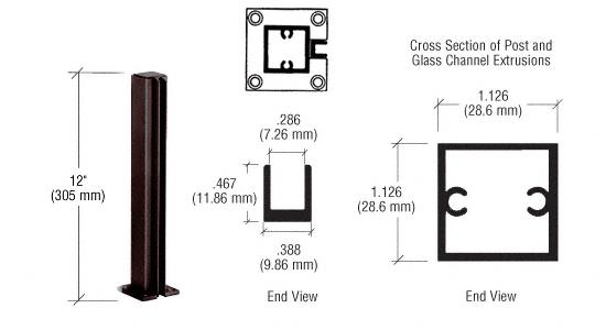 CRL Duranodic Bronze 12" End Standard Partition Post