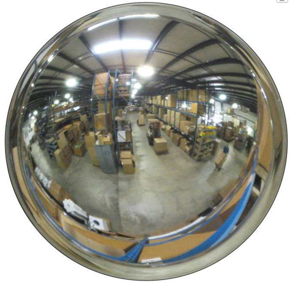 16" Acrylic DomeVex Wide View Convex Mirror Indoor with Hardboard Backing and Telescoping Bracket