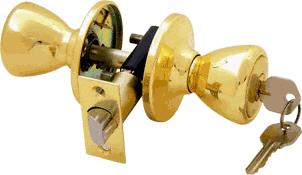 Lock Set with Tulip Knob, Brass