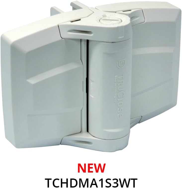 D&D Technologies TCHDMA1S3WT TruClose Multi-Adjust Heavy Duty S3 Gate Hinge, Self-Closing for Square Post Vinyl/Composite Gates up to 154 lb, Max Gap: 1 11/16", Min Post Size: 3", White