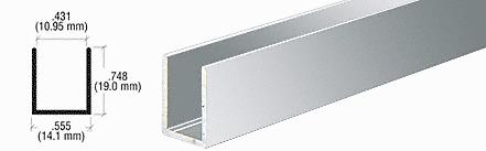 CRL Brite Anodized 10mm U-Channel - 12 ft Long