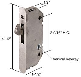 Mortise Lock for Sliding Glass Patio Doors by Andersen, 2-9/16" Screw Holes, Vertical Keyway
