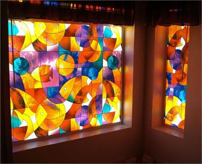 Gordon Glass&#174; Fish Stained Glass Privacy Window Film 36" Wide x 28" long