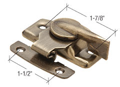 Window Sash Lock, Antique Brass, 1-7/8" Screw Holes