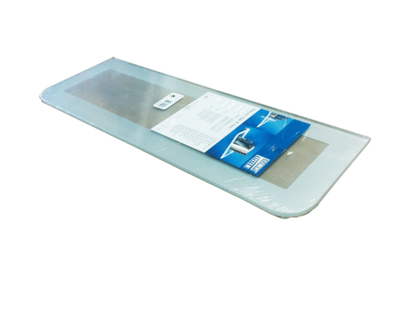 Gordon Glass&#174; Deluxe Ice 24" x 10" Clear with Frosted Border Tempered Glass Shelf