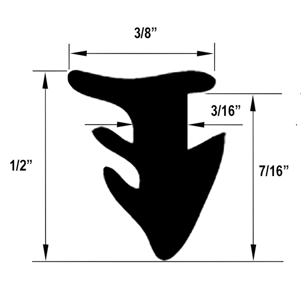 Gordon Glass® Roll-in Glazing Gasket for Railing Systems and Storefront, 3/8 in x 1/2 in x 7/16 in - 20 Ft. Roll